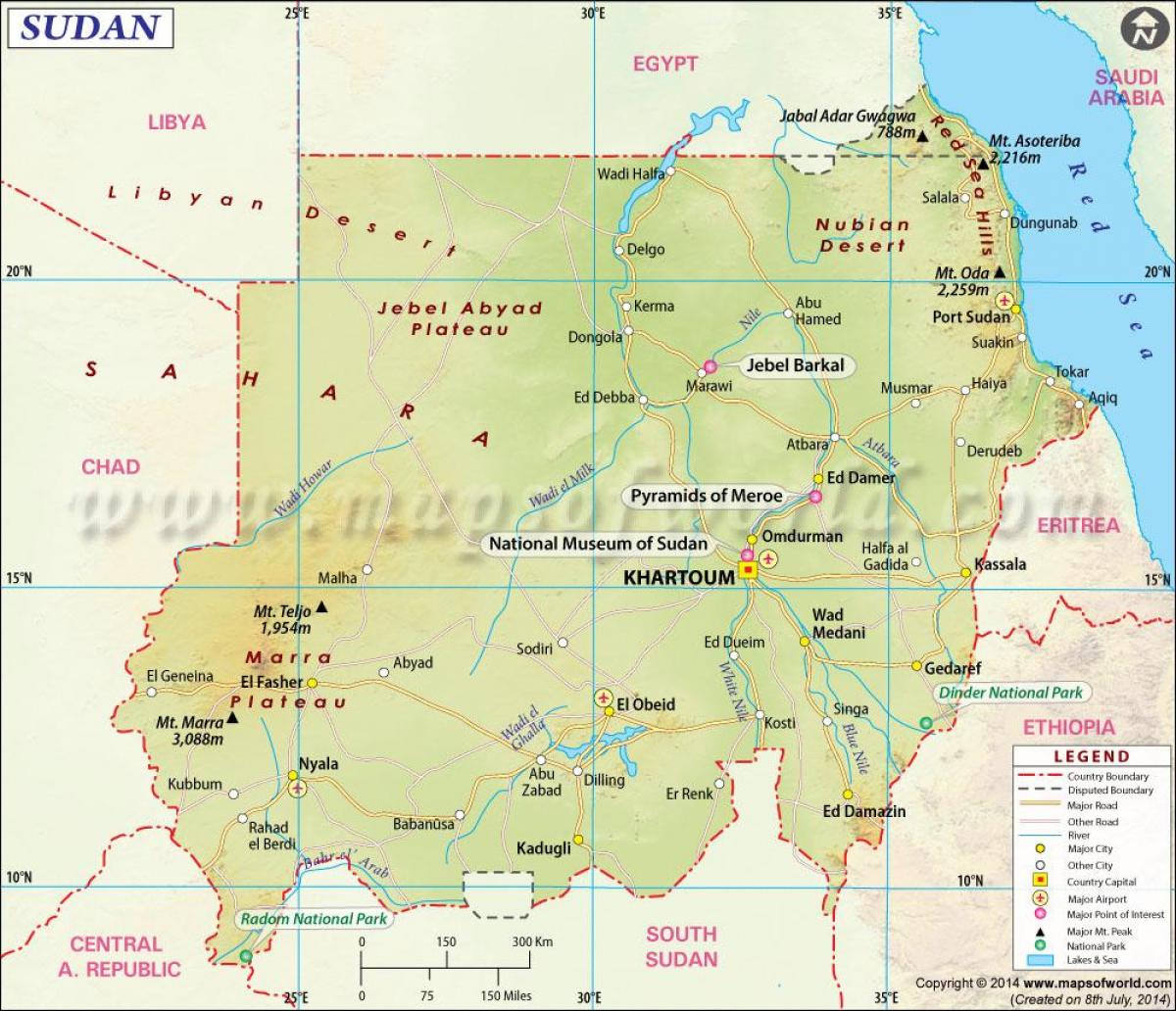 Mapa ng Sudan mga lungsod